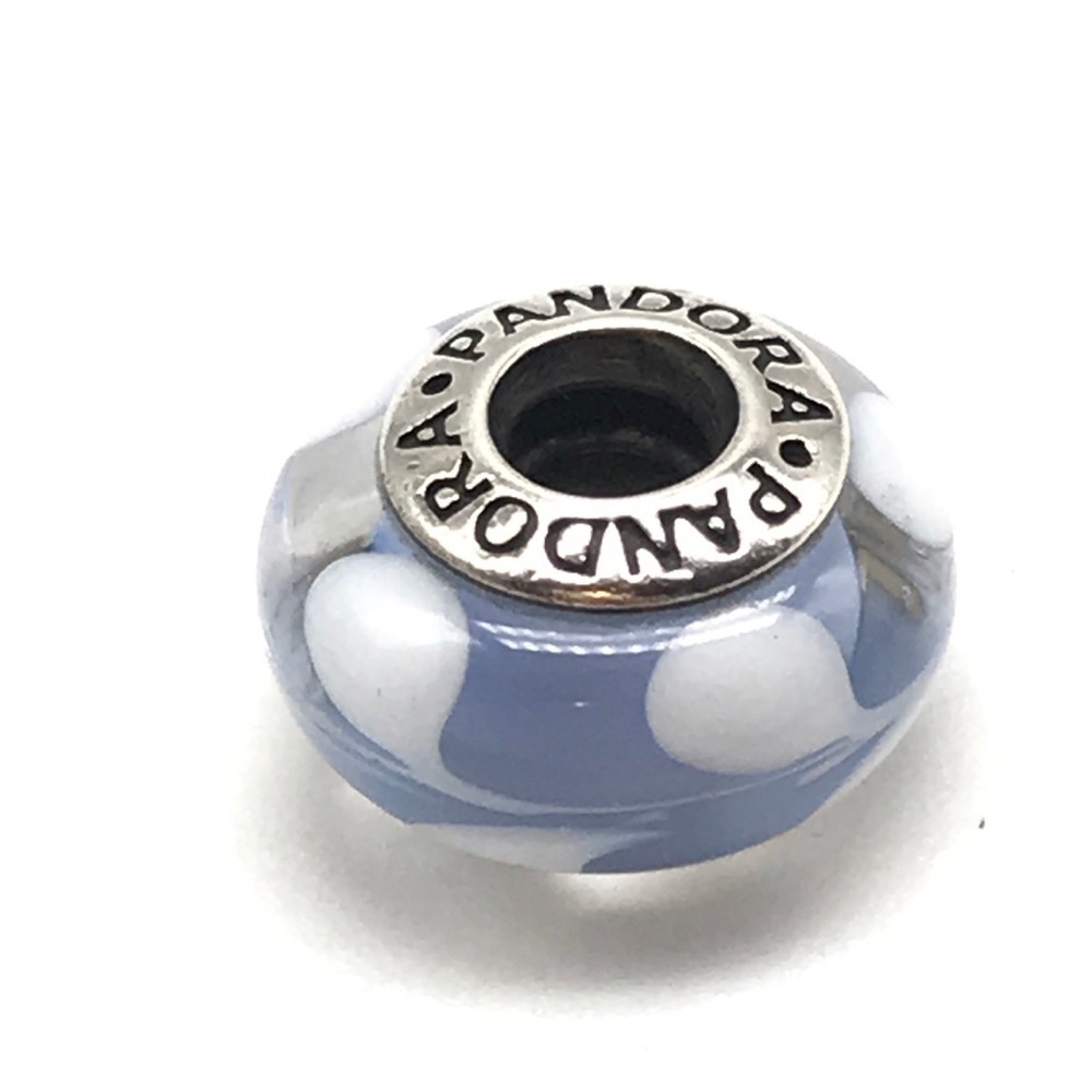Pandora Blue White Swirls Murano Glass Charm